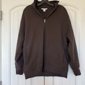 Athleta Forever Fleece 1/4 zip sweatshirt women’s size S brown
